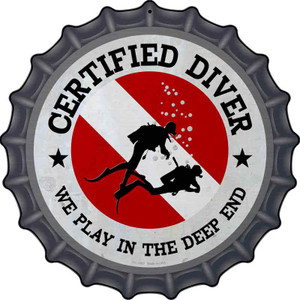 Certified Diver Deep End Wholesale Novelty Metal Bottle Cap Sign