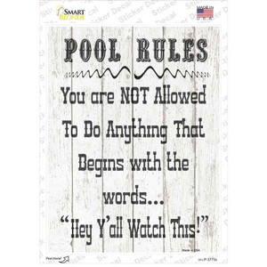 Pool Rules Wholesale Novelty Rectangle Sticker Decal