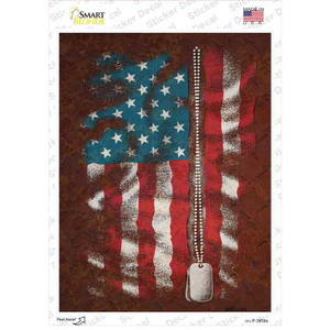 American Flag With Dog Tags Wholesale Novelty Rectangle Sticker Decal