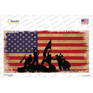 Grunge American Flag with Soldiers Wholesale Novelty Sticker Decal