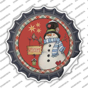 Welcome Snowman Wholesale Novelty Bottle Cap Sticker Decal