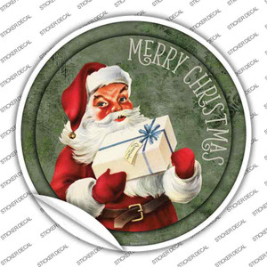 Merry Christmas with Present Wholesale Novelty Circle Sticker Decal