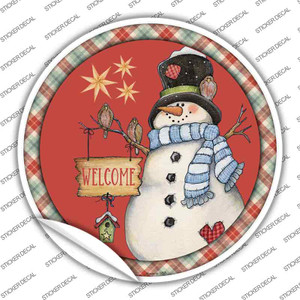 Welcome Snowman Wholesale Novelty Circle Sticker Decal