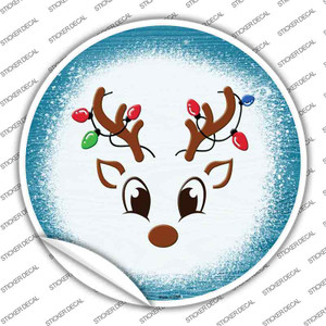 Blue Reindeer Face Wholesale Novelty Circle Sticker Decal