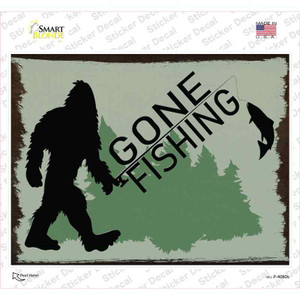Bigfoot Gone Fishing Wholesale Novelty Rectangle Sticker Decal