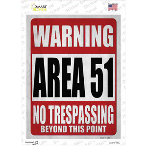 Warning Area 51 Wholesale Novelty Rectangle Sticker Decal