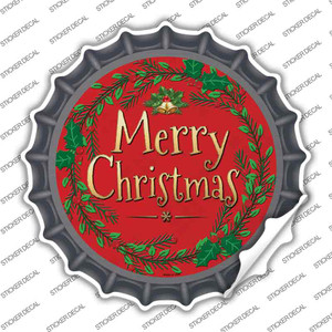 Merry Christmas Red Wreath Wholesale Novelty Bottle Cap Sticker Decal