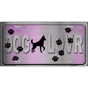 Dog Lover Pink Brushed Chrome Wholesale Novelty Metal License Plate Tag