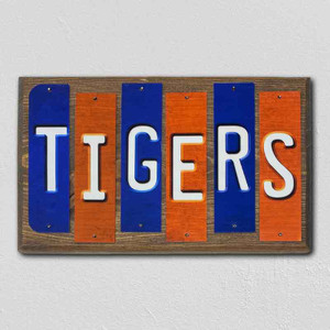 Tigers Team Colors Baseball Fun Strips Novelty Wood Sign WS-612