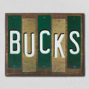Bucks Team Colors Basketball Fun Strips Novelty Wood Sign WS-666