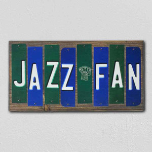Jazz Fan Team Colors Basketball Fun Strips Novelty Wood Sign WS-699