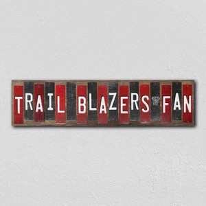 Trail Blazers Fan Team Colors Basketball Fun Strips Novelty Wood Sign WS-715