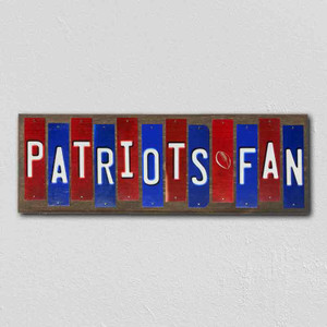 Patriots Fan Team Colors Football Fun Strips Wood Sign WS-729