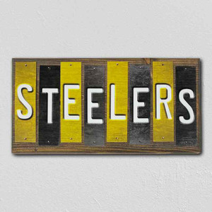 Steelers Team Colors Football Fun Strips Wood Sign WS-738