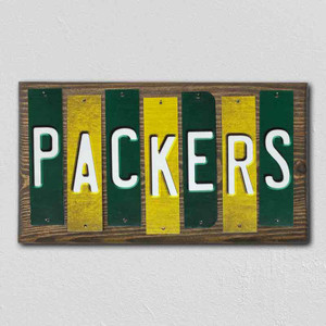 Packers Team Colors Football Fun Strips Wood Sign WS-746