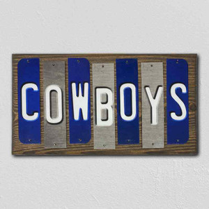 Cowboys Team Colors Football Fun Strips Wood Sign WS-750