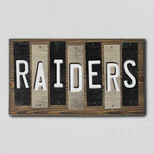 Raiders Team Colors Football Fun Strips Wood Sign WS-762