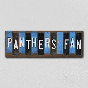 Panthers Fan Team Colors Football Fun Strips Wood Sign WS-765