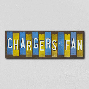 Chargers Fan Team Colors Football Fun Strips Wood Sign WS-771