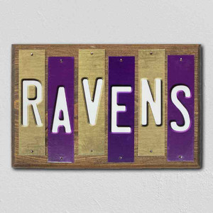 Ravens Team Colors Football Fun Strips Wood Sign WS-772