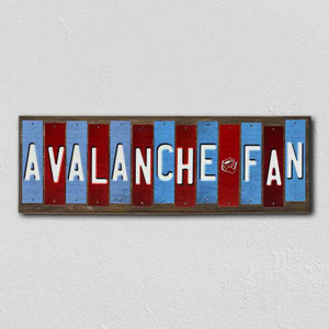 Avalanche Fan Team Colors Hockey Fun Strips Novelty Wood Sign WS-813