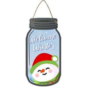 Welcome Winter Snowman Wholesale Novelty Metal Mason Jar Sign