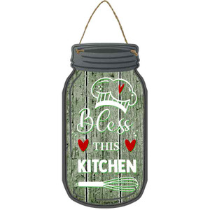 Bless Kitchen Green Wholesale Novelty Metal Mason Jar Sign