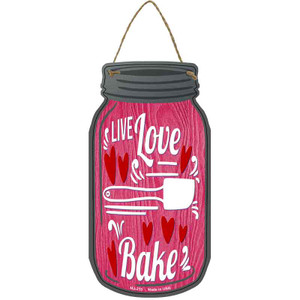 Live Love Bake Pink Wholesale Novelty Metal Mason Jar Sign