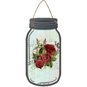 Red Flowers With Notes Wholesale Novelty Metal Mason Jar Sign