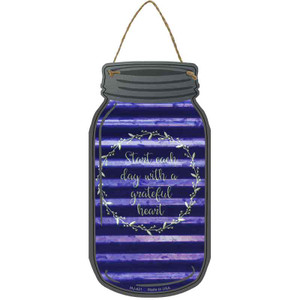 Grateful Heart Corrugated Purple Wholesale Novelty Metal Mason Jar Sign