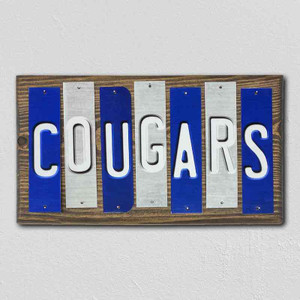 Cougars UT Team Colors College Fun Strips Wholesale Novelty Wood Sign WS-876