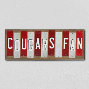 Cougars Fan TX Team Colors College Fun Strips Wholesale Novelty Wood Sign WS-917