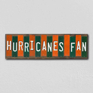 Hurricanes Fan Team Colors College Fun Strips Wholesale Novelty Wood Sign WS-933