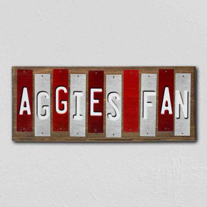Aggies Fan Team Colors College Fun Strips Wholesale Novelty Wood Sign WS-943