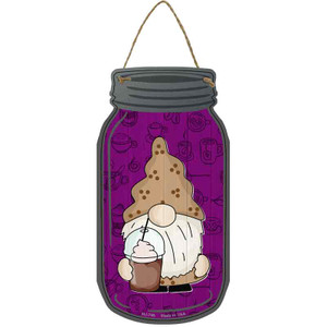 Gnome With Frozen Coffee Wholesale Novelty Metal Mason Jar Sign