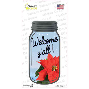 Poinsetta Welcome Yall Wholesale Novelty Mason Jar Sticker Decal