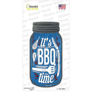 BBQ Time Blue Wholesale Novelty Mason Jar Sticker Decal