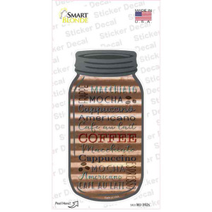 Coffee Words Corrugated Brown Wholesale Novelty Mason Jar Sticker Decal