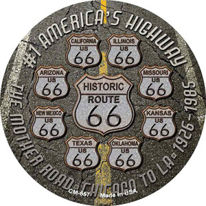 Route 66 Black Top Wholesale Novelty Circle Coaster Set of 4