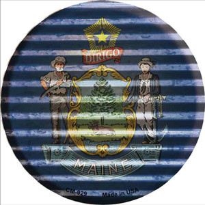 Maine Flag Corrugated Effect Wholesale Novelty Circle Coaster Set of 4