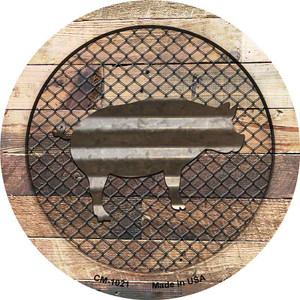 Corrugated Pig on Wood Wholesale Novelty Circle Coaster Set of 4