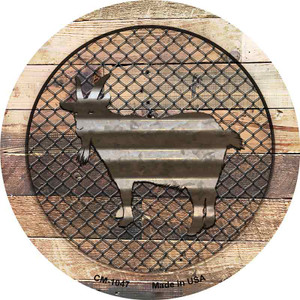 Corrugated Goat on Wood Wholesale Novelty Circle Coaster Set of 4