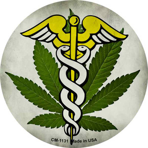 Cannabis Caduceus Wholesale Novelty Circle Coaster Set of 4