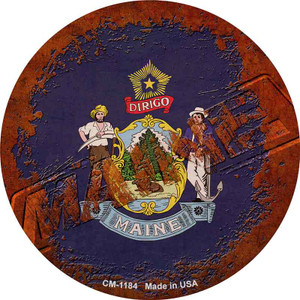 Maine Rusty Stamped Wholesale Novelty Circle Coaster Set of 4