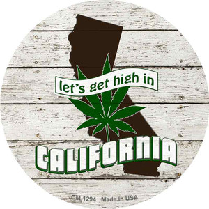 Lets Get High In California Wholesale Novelty Circle Coaster Set of 4