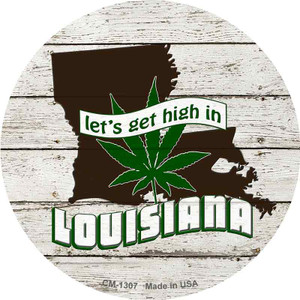 Lets Get High In Louisiana Wholesale Novelty Circle Coaster Set of 4