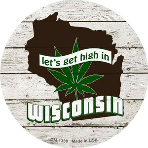 Lets Get High In Wisconsin Wholesale Novelty Circle Coaster Set of 4