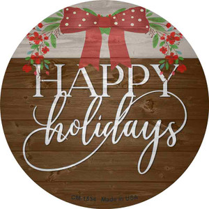Happy Holidays Bow Wreath Wholesale Novelty Circle Coaster Set of 4