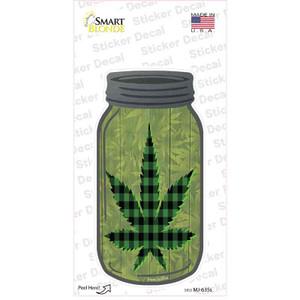 Weed Leaf Green Plaid Wholesale Novelty Mason Jar Sticker Decal