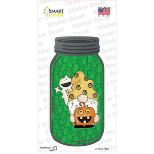 Gnome With Pumpkin and Ghost Wholesale Novelty Mason Jar Sticker Decal